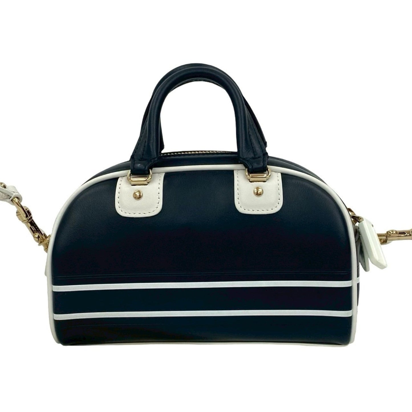 Christian Dior Navy White Leather Handbag Shoulder Bag  