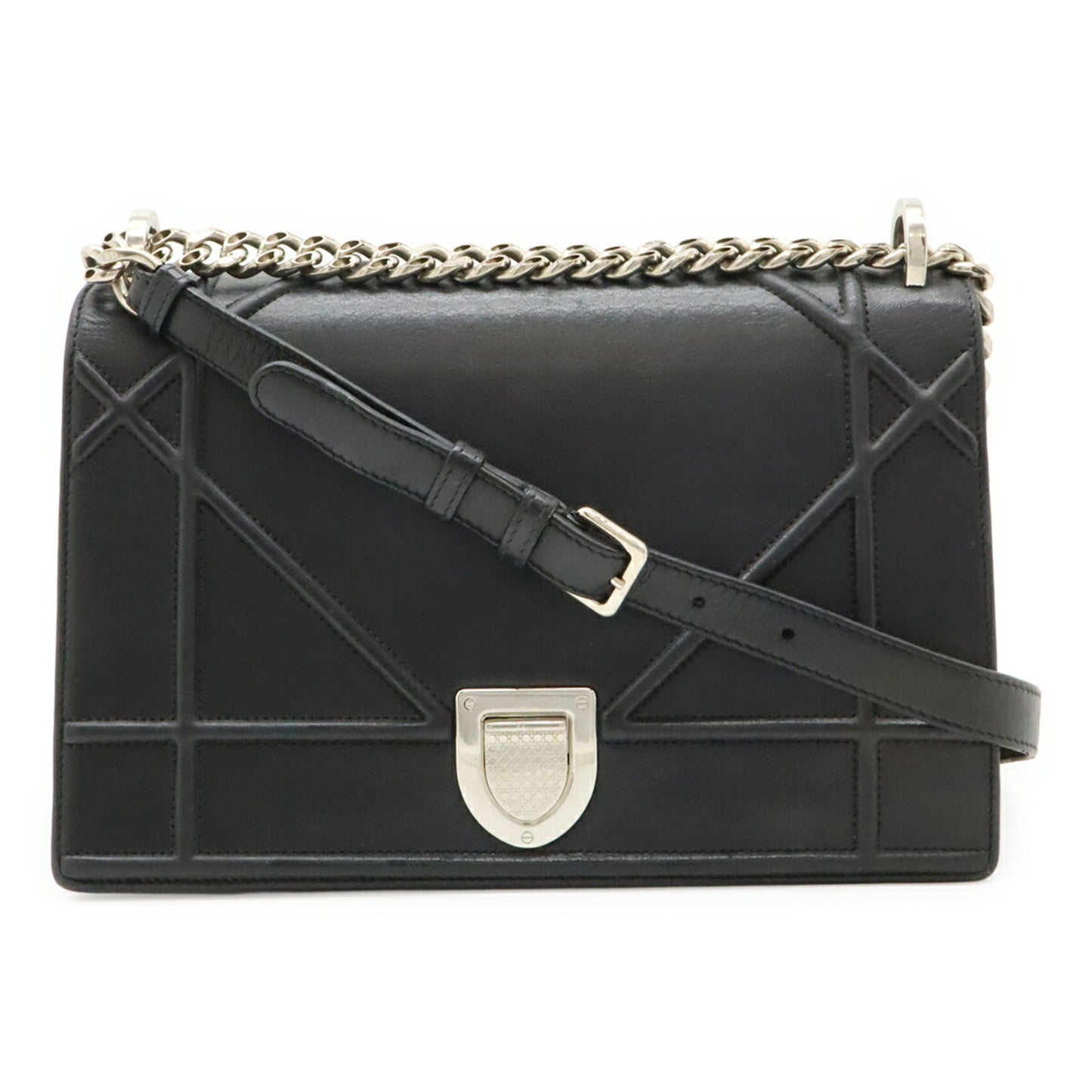 Christian Dior Black Leather Clutch Bag Shoulder Bag  