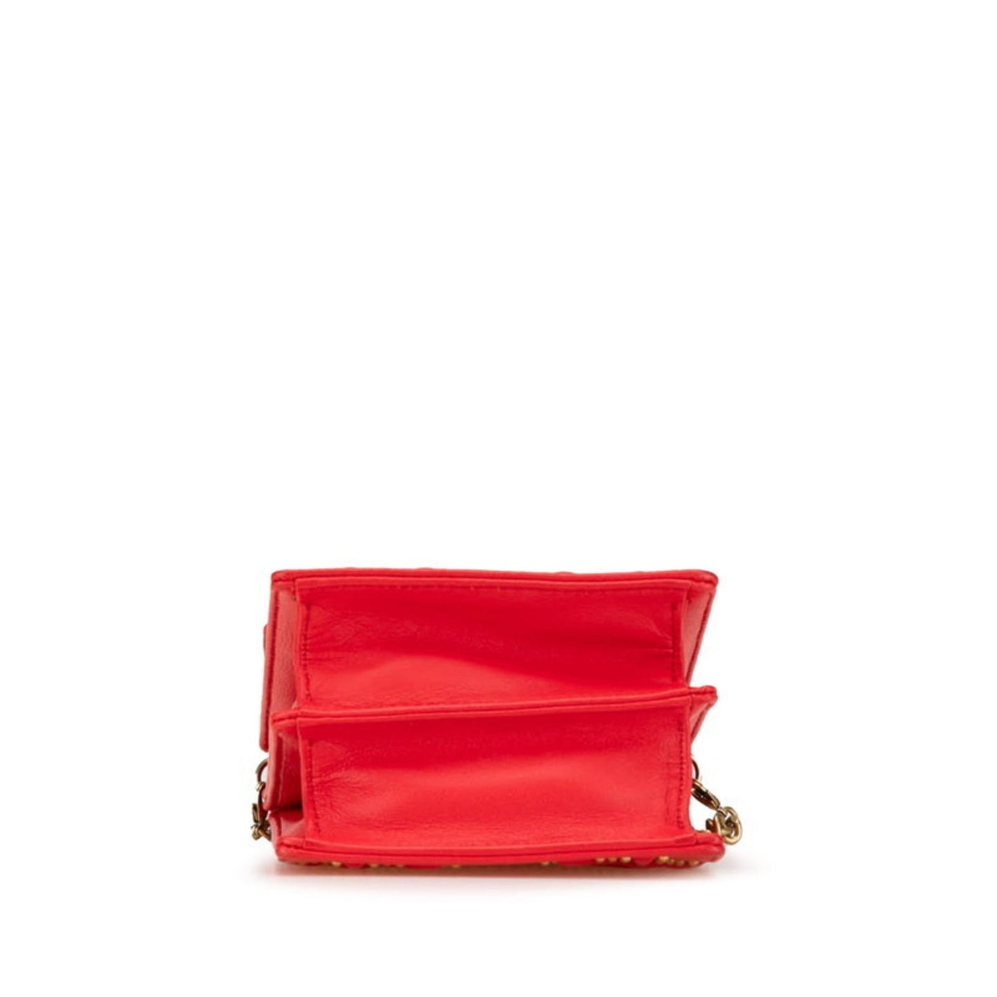 Christian Dior Gold Red Color Leather Shoulder Bag  