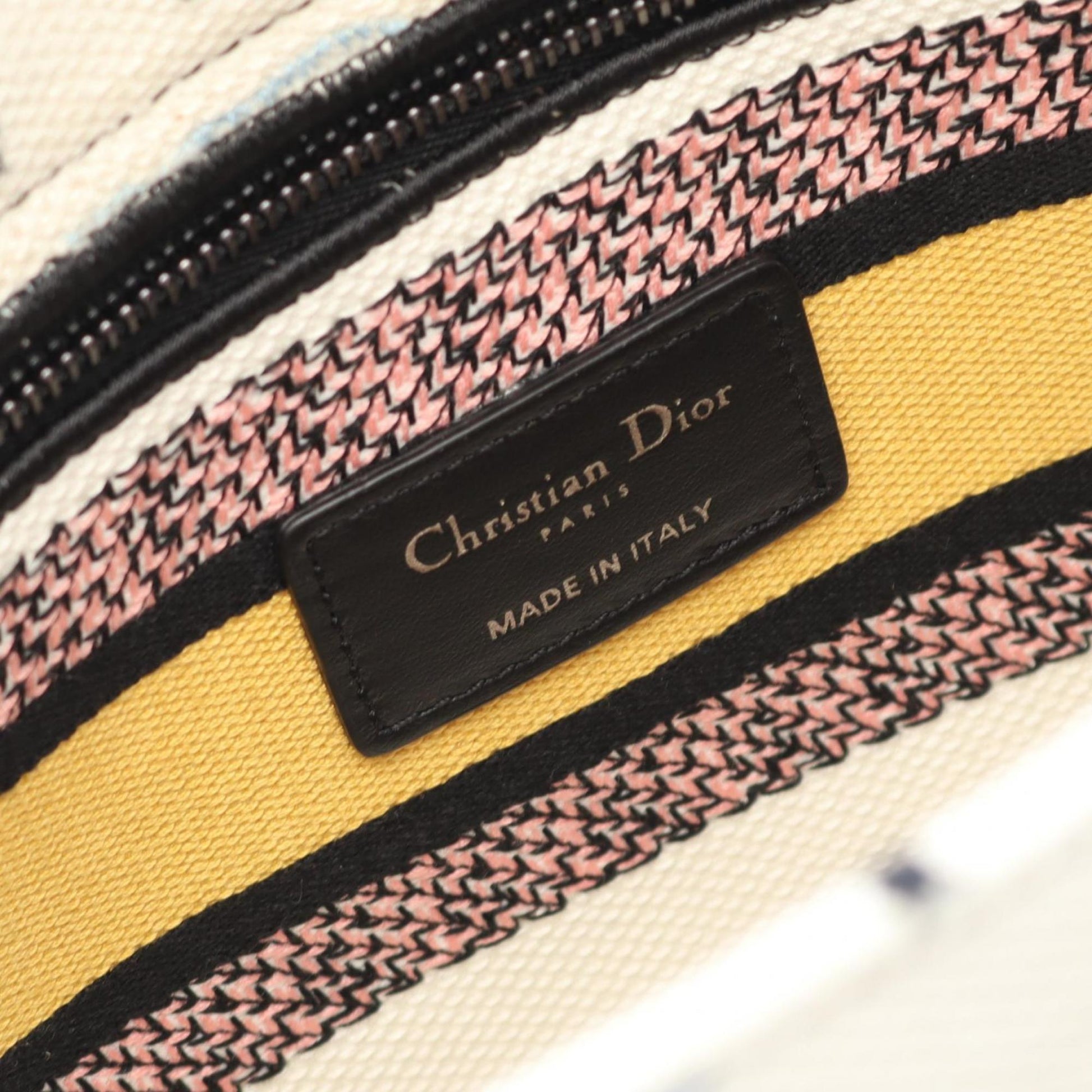 Christian Dior Multi-Color White Canvas Handbag  