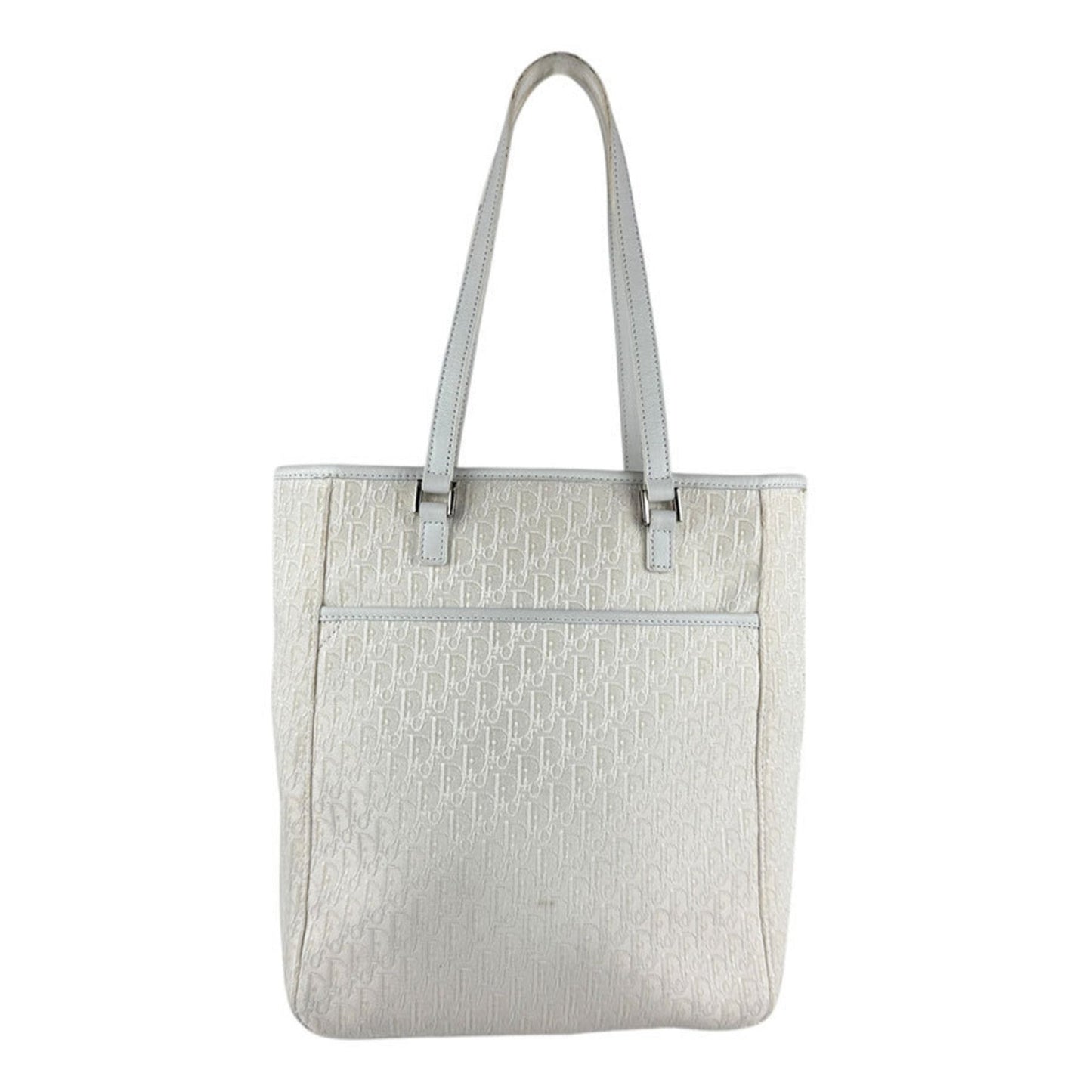 Christian Dior Ivory Canvas Leather Handbag  