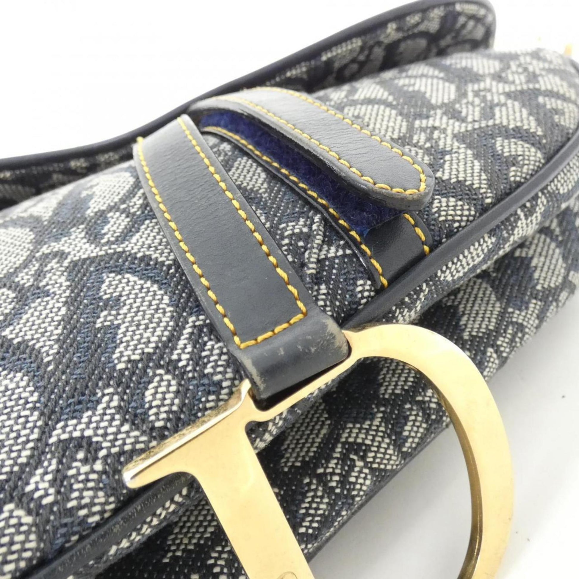 Christian Dior Blue Canvas Shoulder Bag  