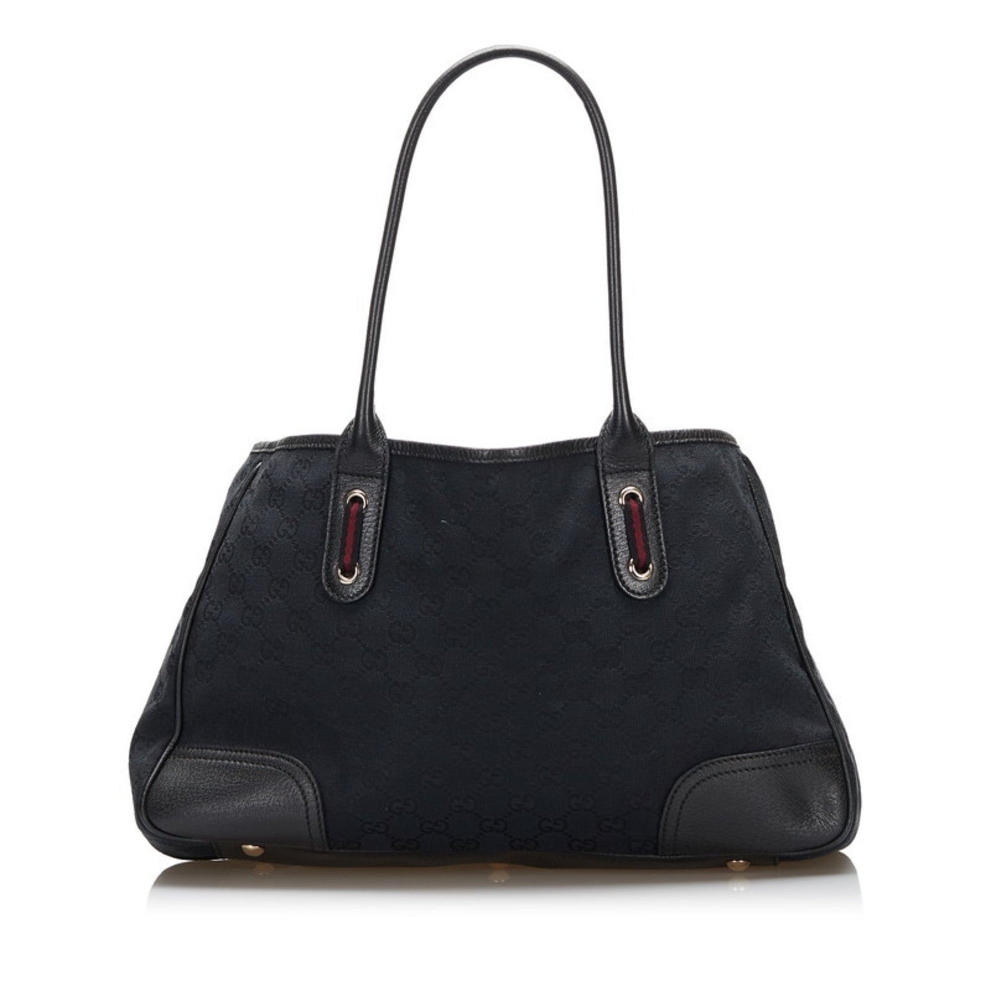 Gucci Black Leather Canvas Tote Style 37