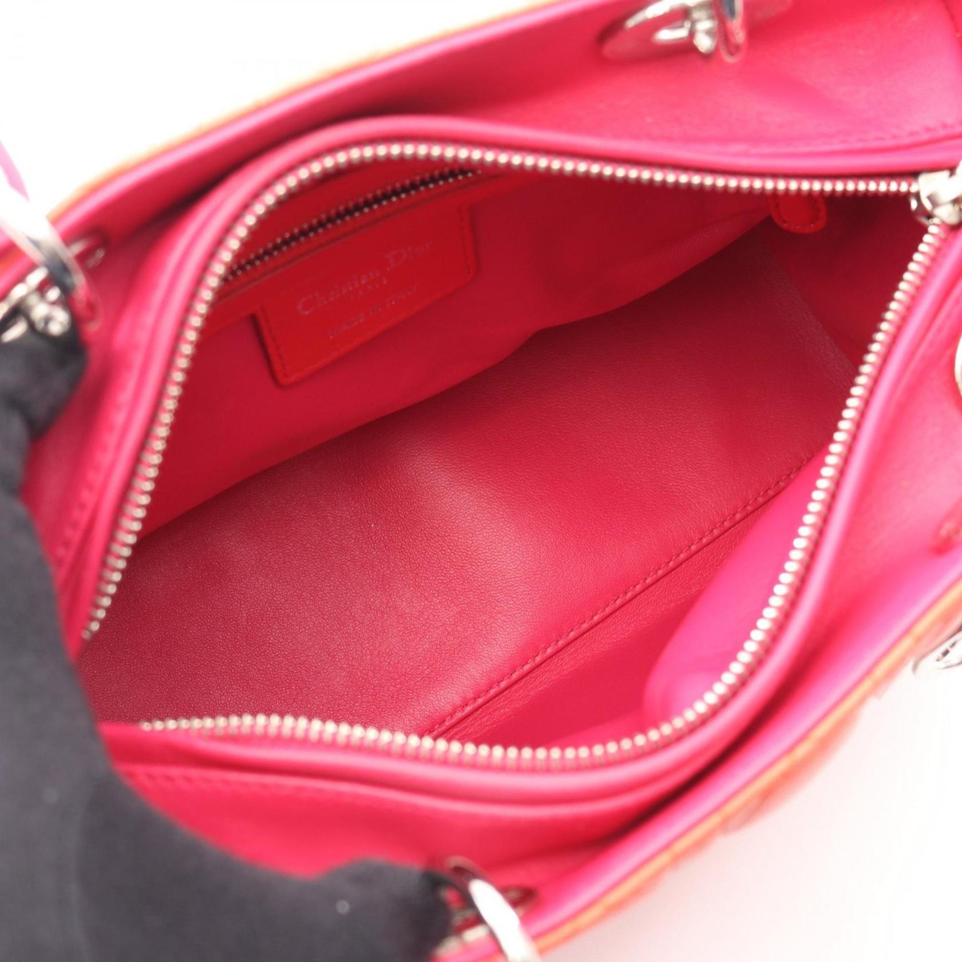 Christian Dior Orange Pink Leather Handbag  