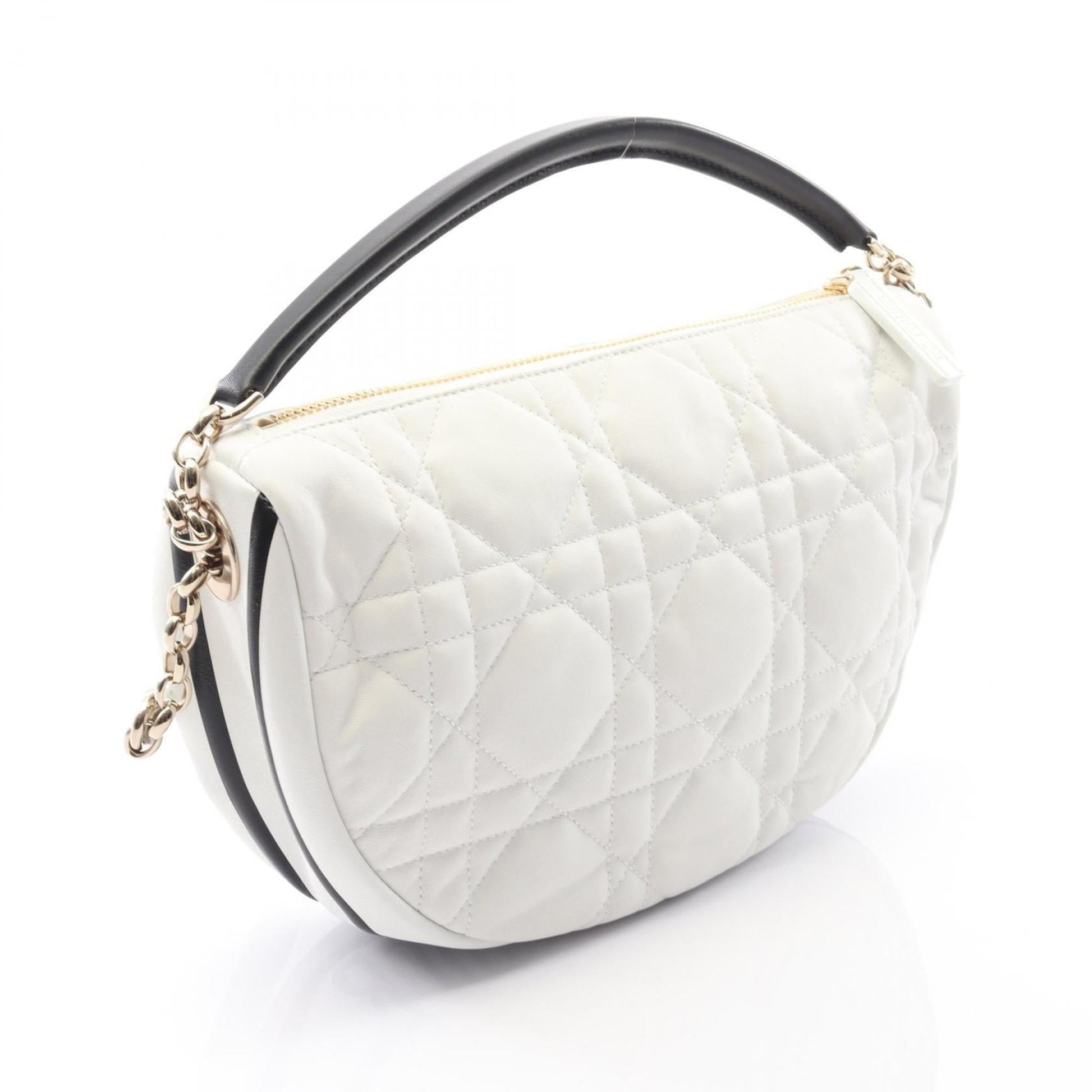 Christian Dior Black White Leather Handbag  