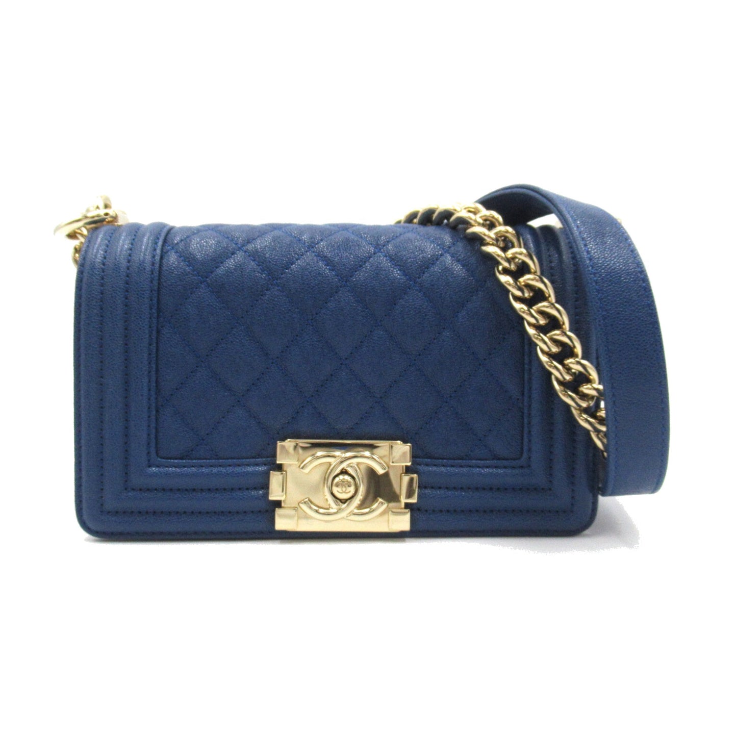 CHANEL Boy Chanel ChainShoulder Blue Caviar Skin Grained Calf A676851
