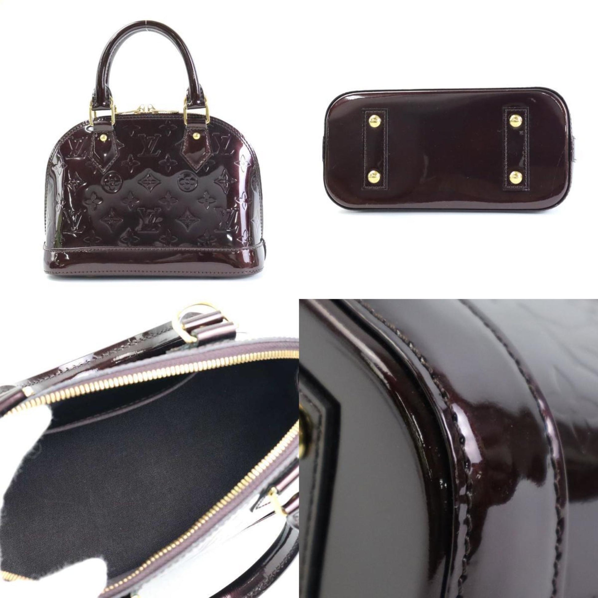 LOUIS VUITTON Handbag Crossbody Shoulder Bag Monogram Vernis Alma BB Patent Leather Amaranto Gold Women's
