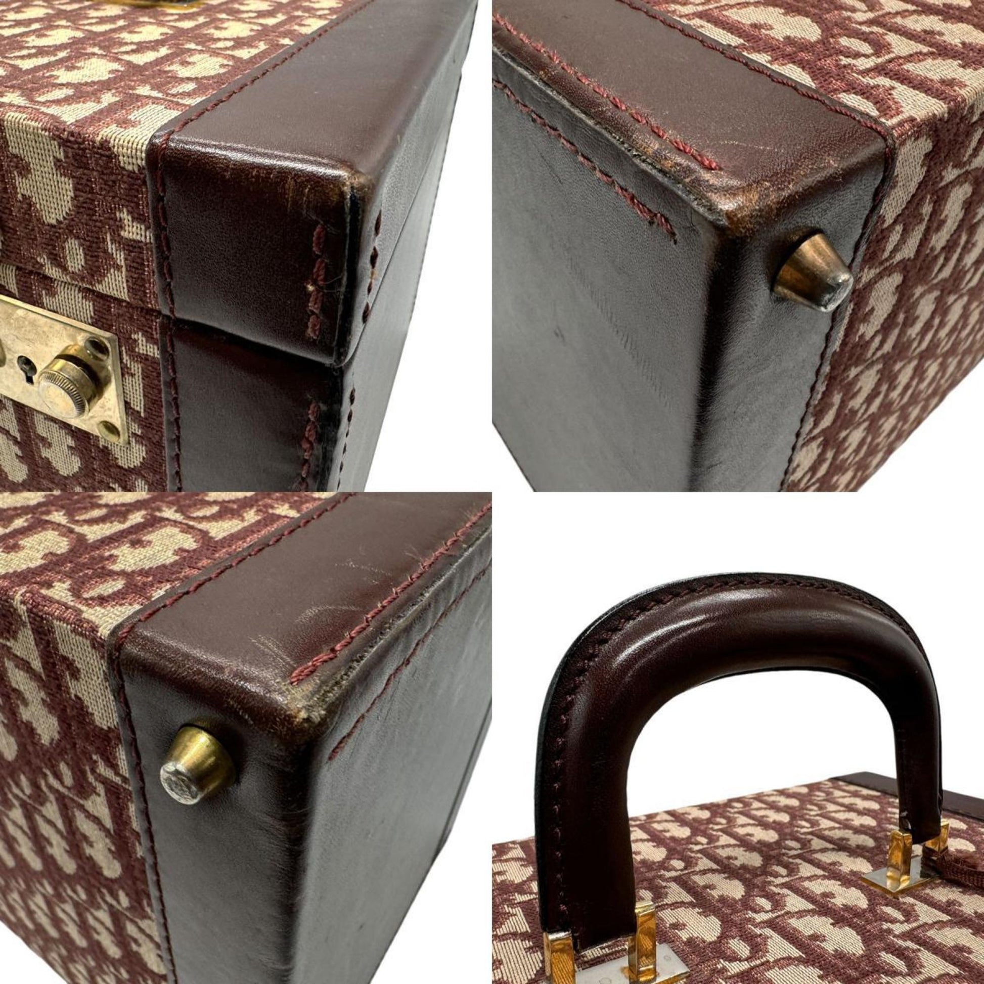 Christian Dior Bordeaux Canvas Leather Handbag  