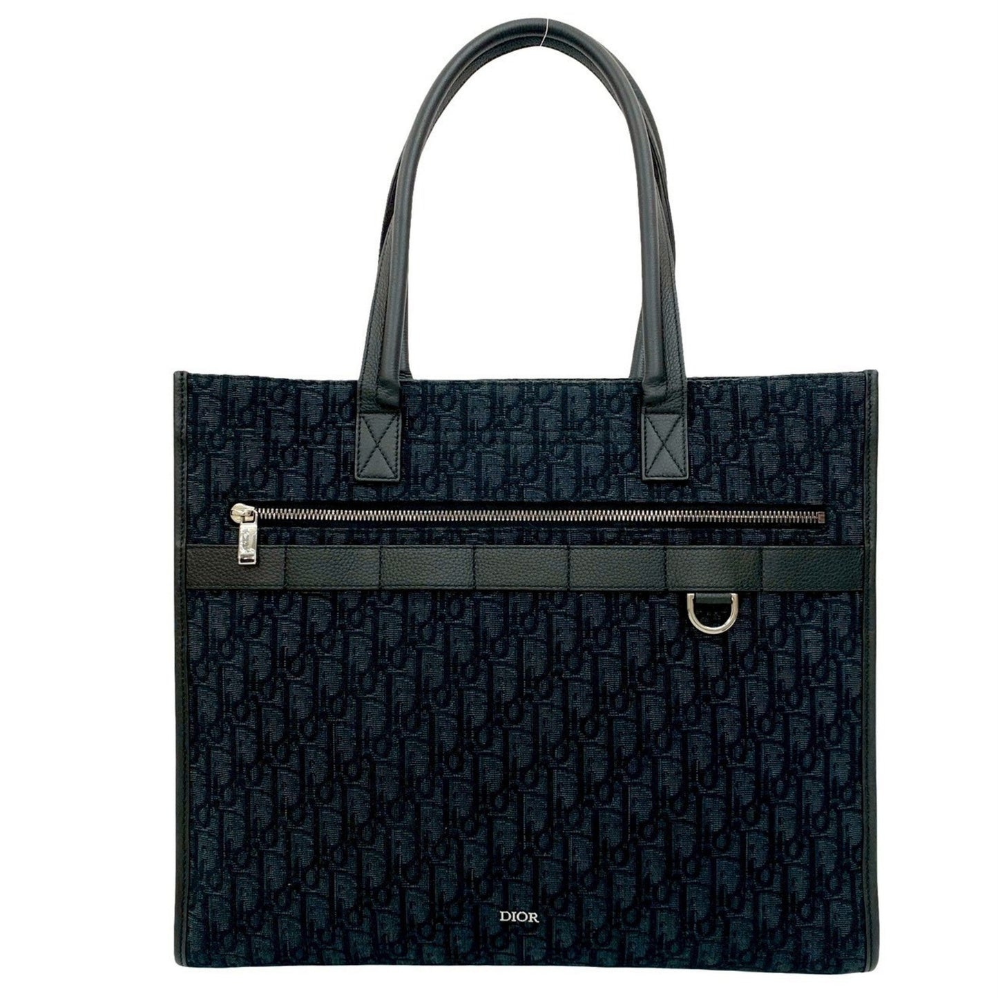Christian Dior Black Canvas Leather Tote Bag  