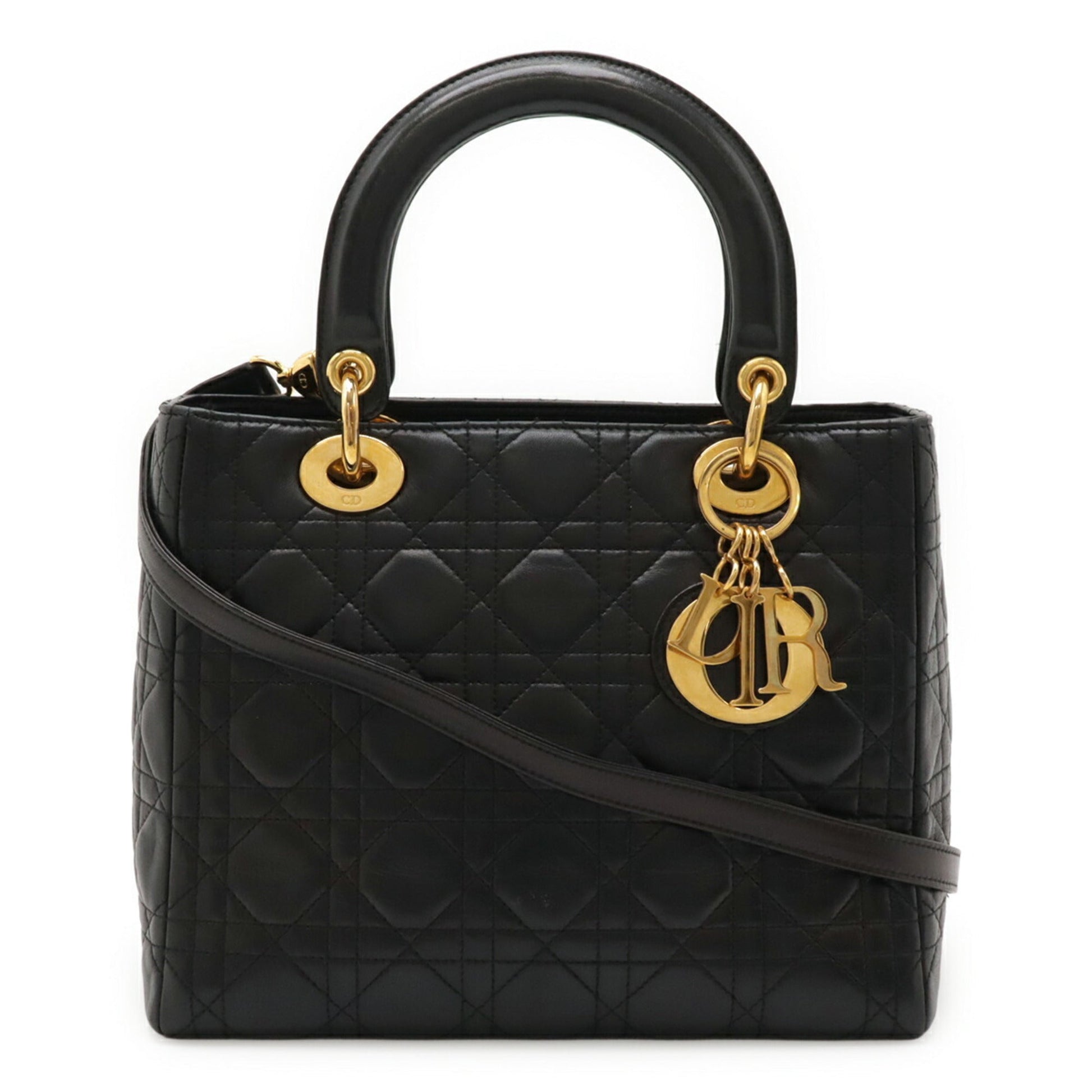 Christian Dior Black Leather Handbag Tote Bag  