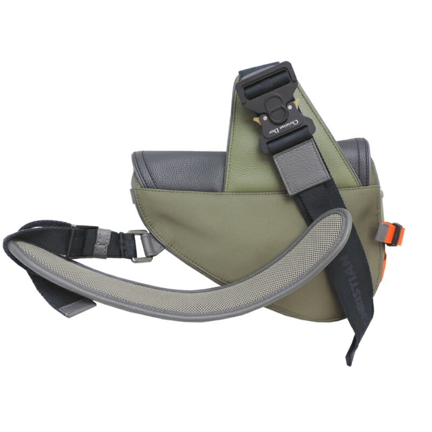 Christian Dior Khaki Leather Nylon Sling Bag  