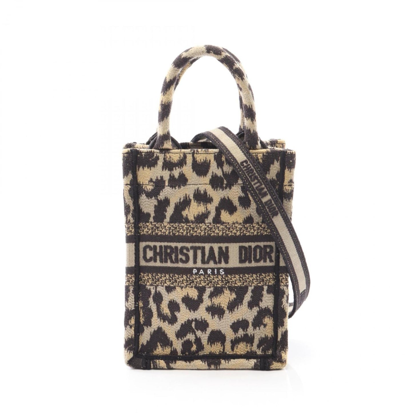 Christian Dior Beige Black Canvas Handbag Tote Bag  