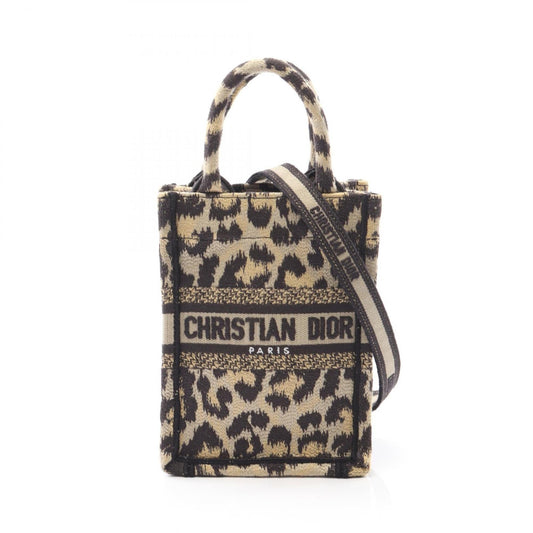 Christian Dior Beige Black Canvas Handbag Tote Bag  