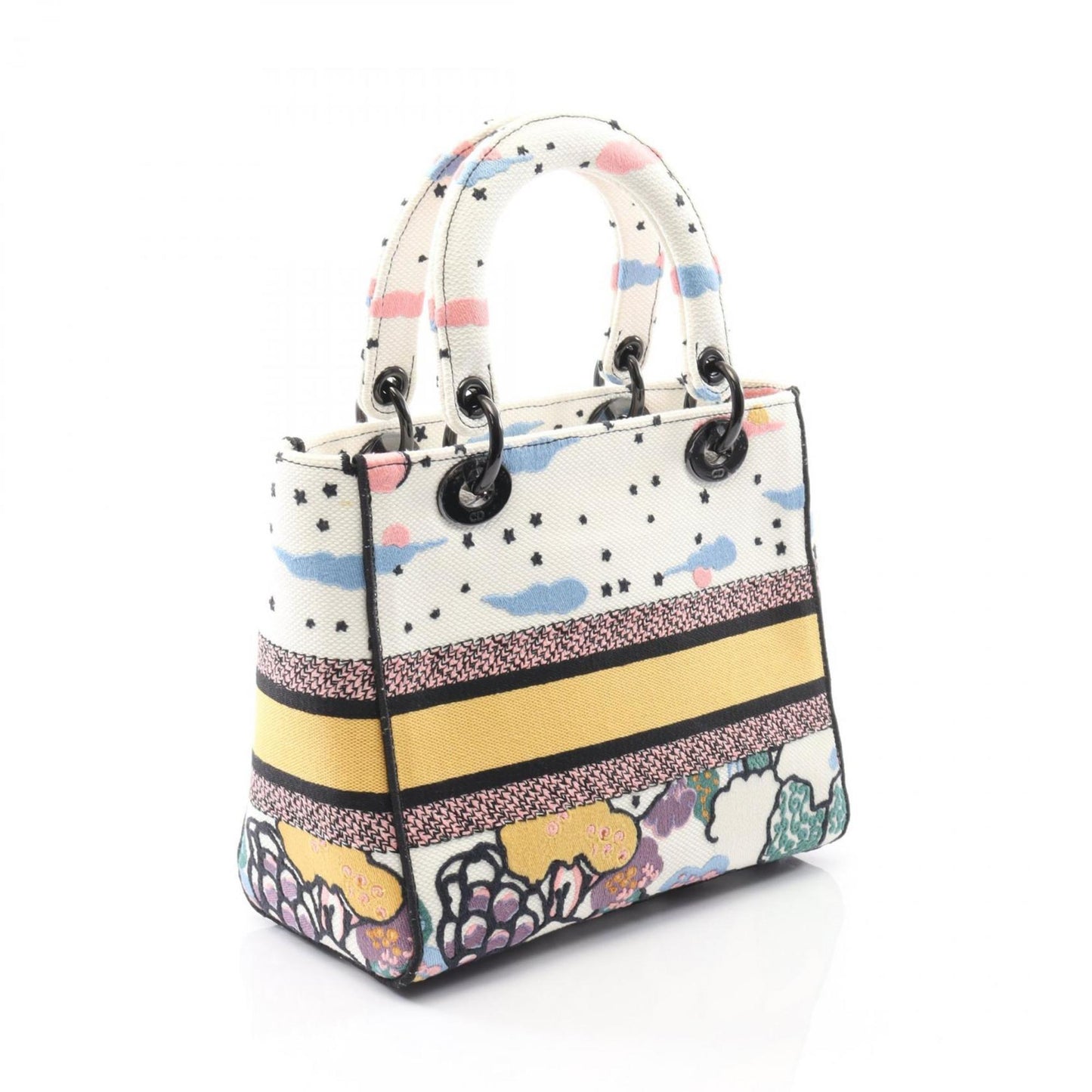 Christian Dior Multi-Color White Canvas Handbag  