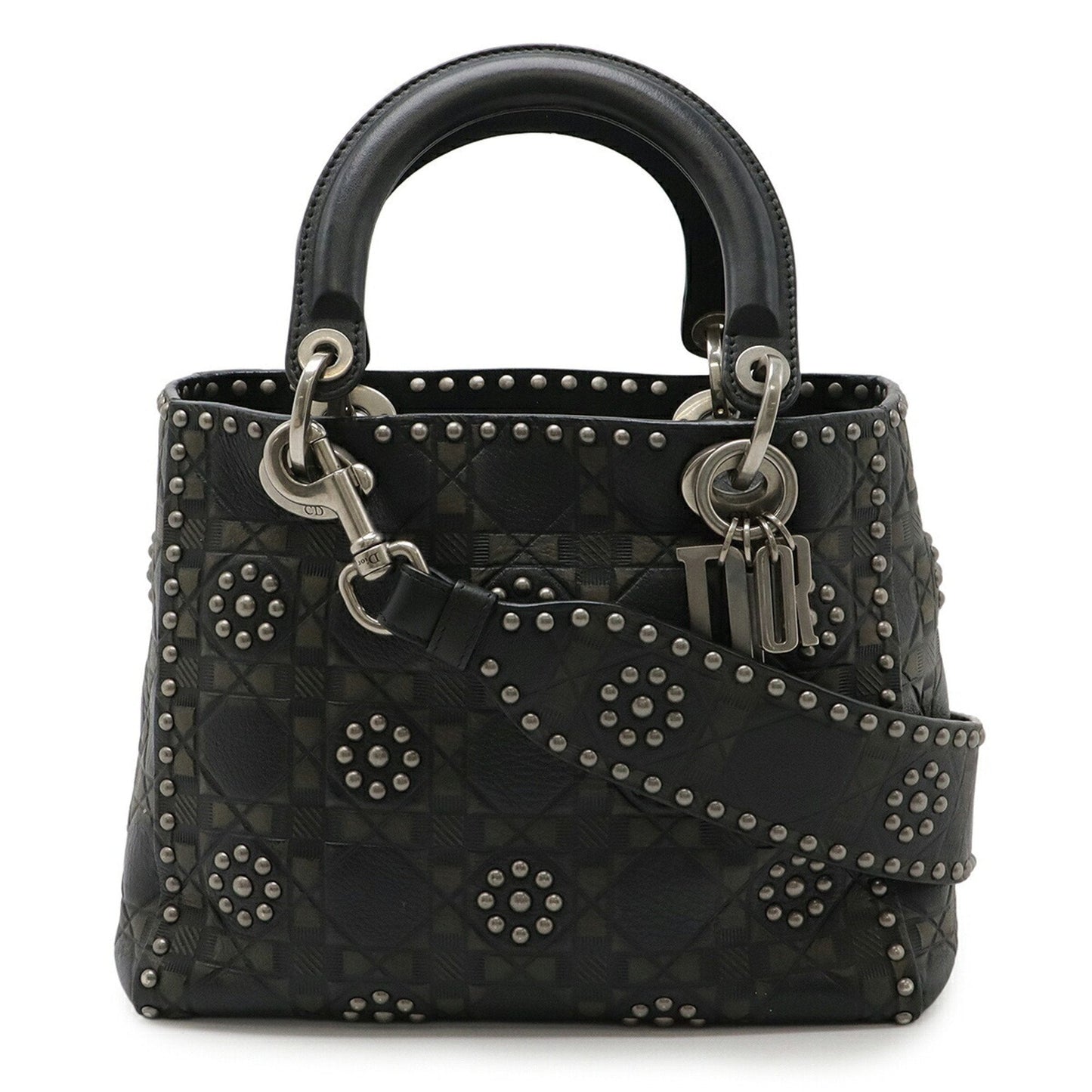 Christian Dior Black Khaki Leather Handbag Shoulder Bag  