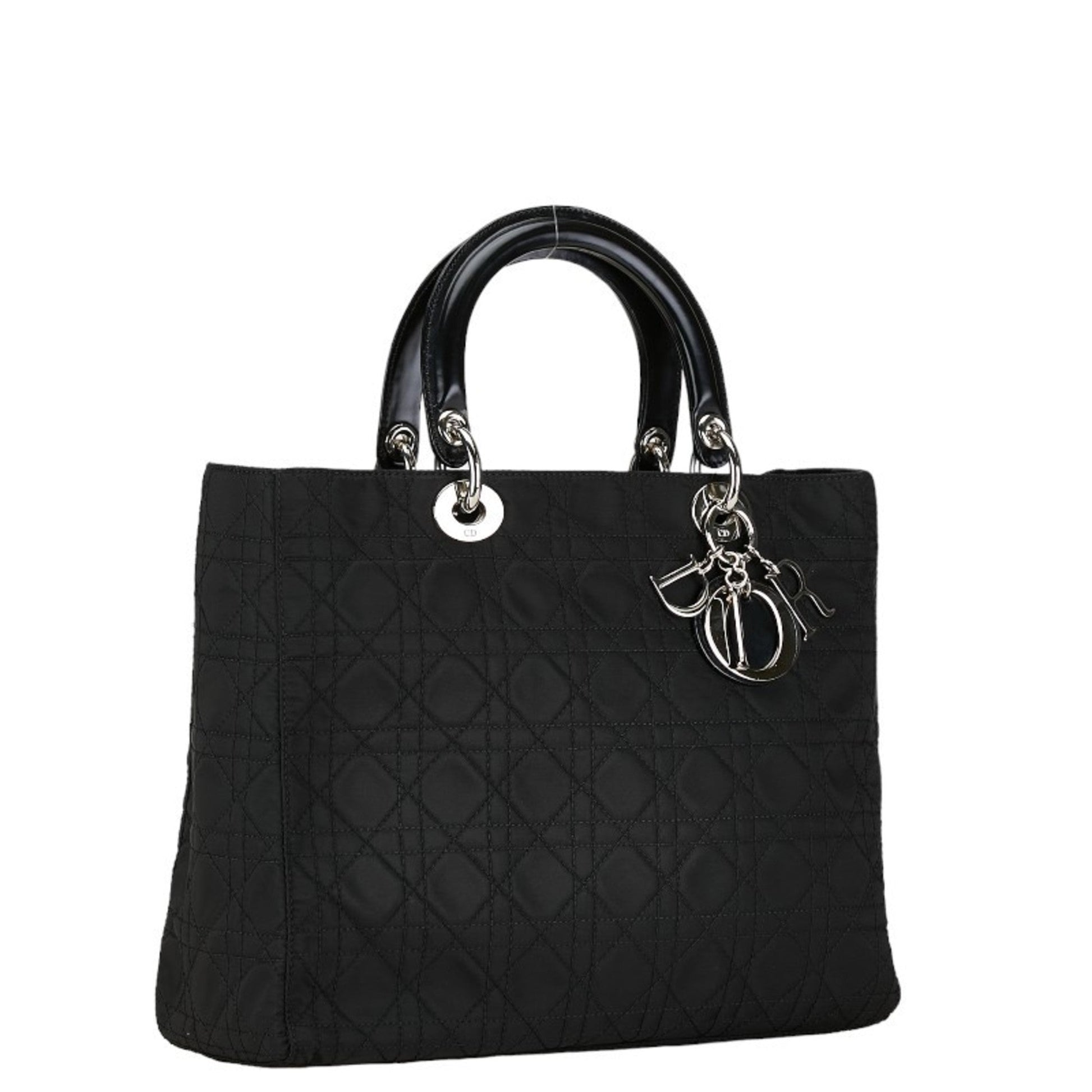 Christian Dior Black Cotton Leather Handbag Pochette Pouch Shoulder Bag  