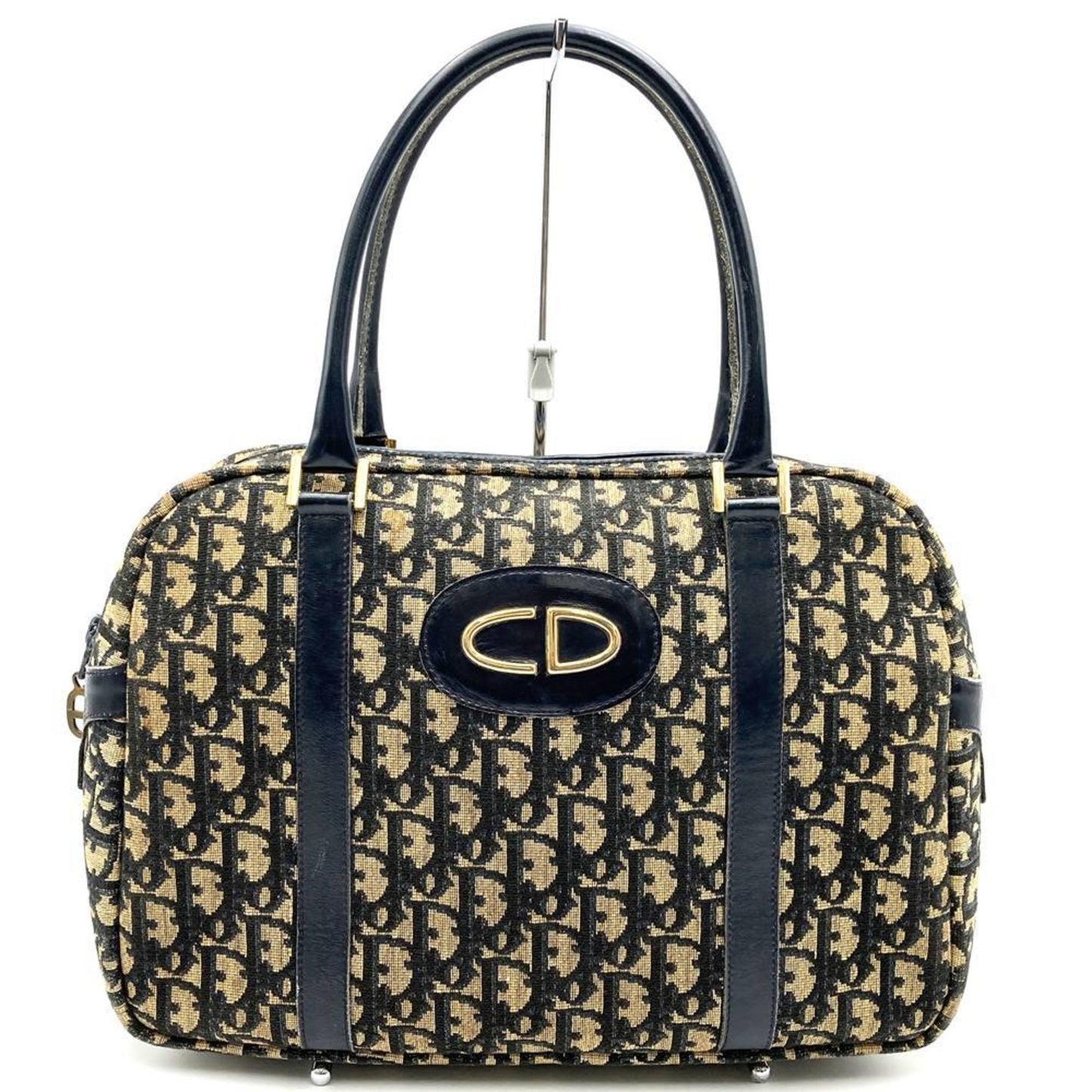 Christian Dior Navy Canvas Boston Bag Handbag  