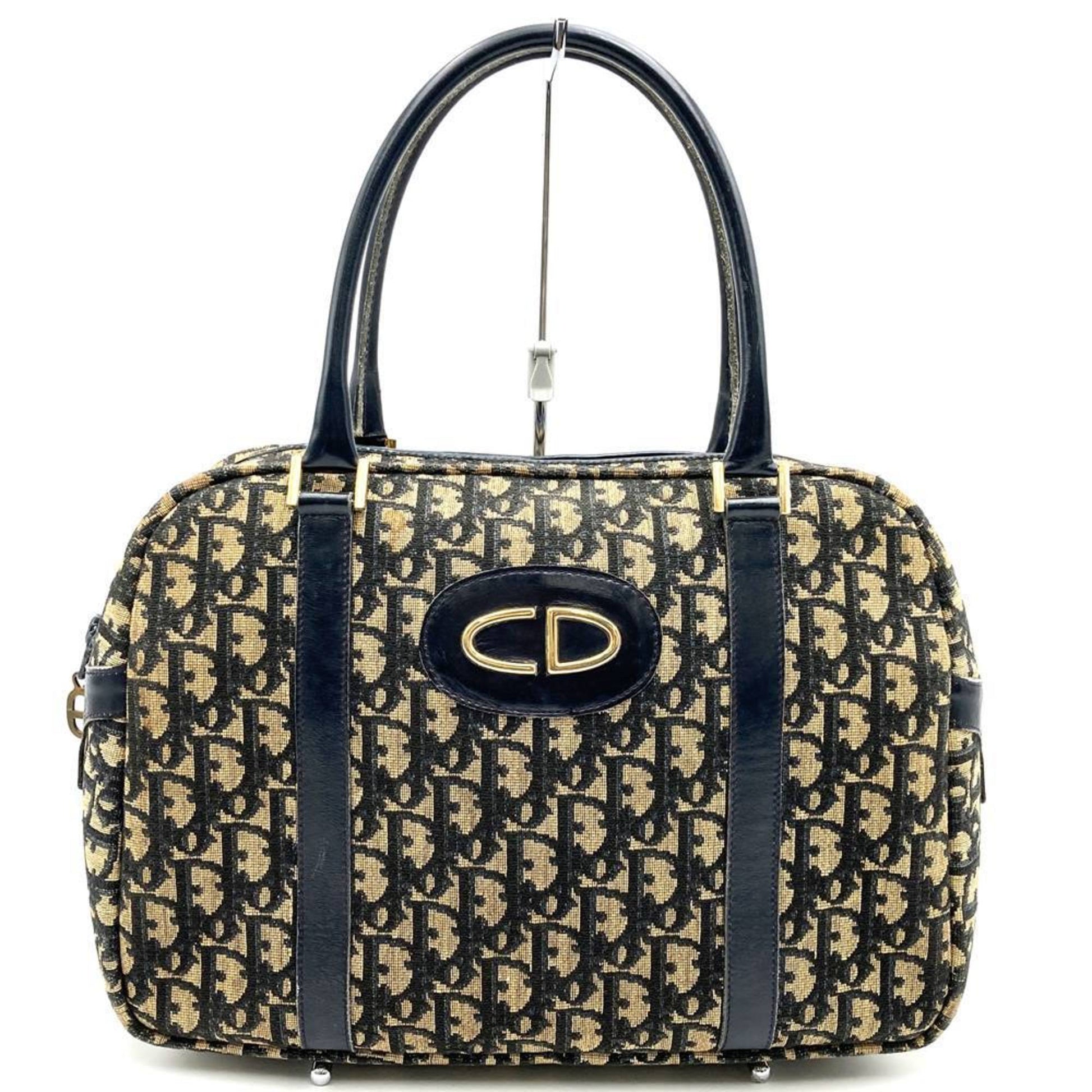 Christian Dior Navy Canvas Boston Bag Handbag  