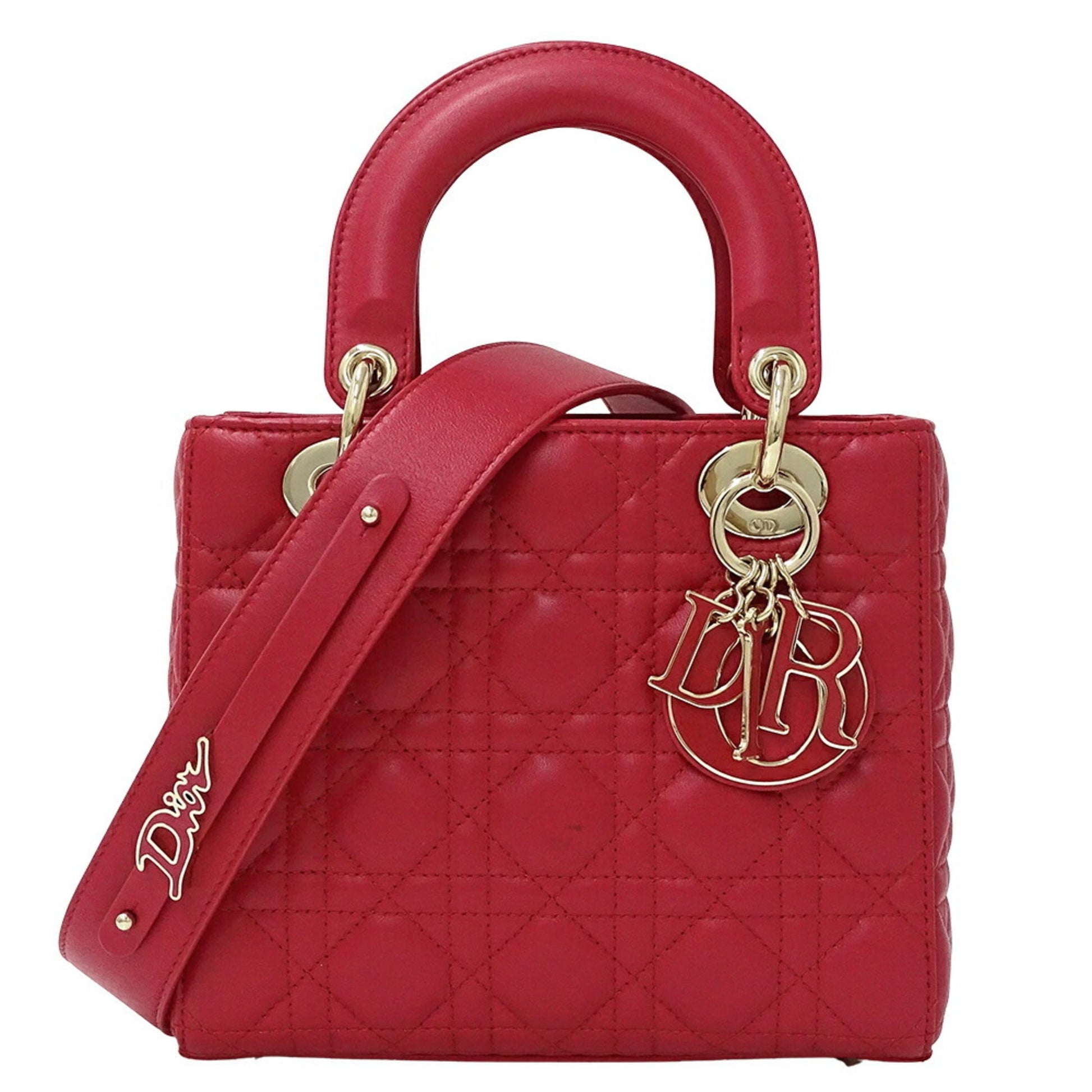 Christian Dior Pink Red Leather Handbag Shoulder Bag  
