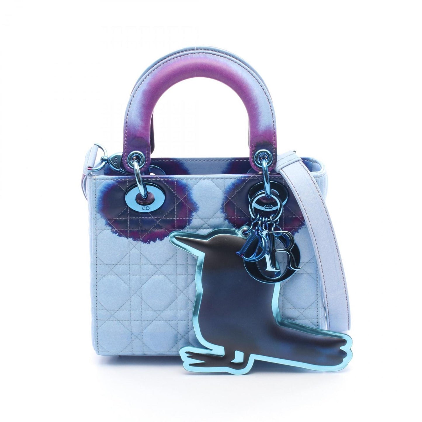 Christian Dior Blue Navy Purple Leather Handbag  