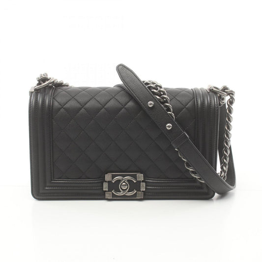 CHANEL Boy Chanel Shoulder Bag Caviar Skin Women s Black