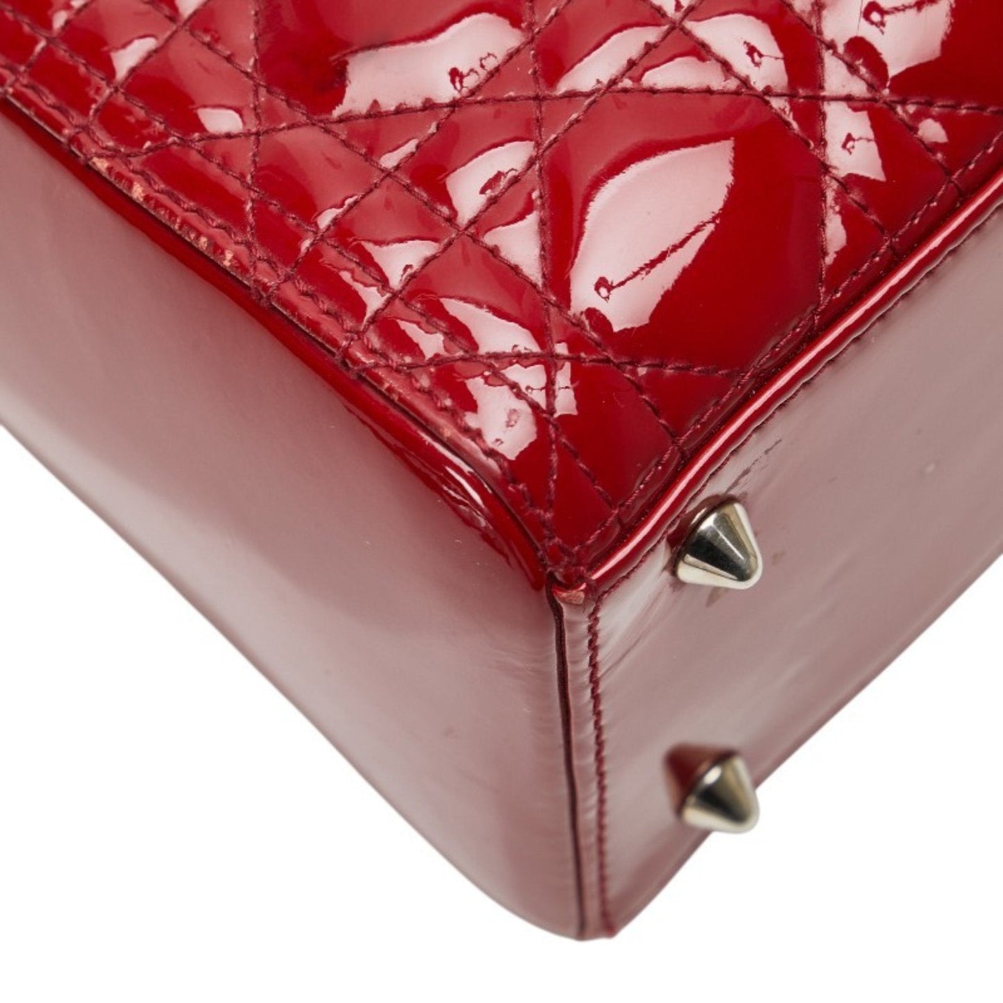 Christian Dior Lady Dior Red Color Patent Leather Handbag Shoulder Bag  