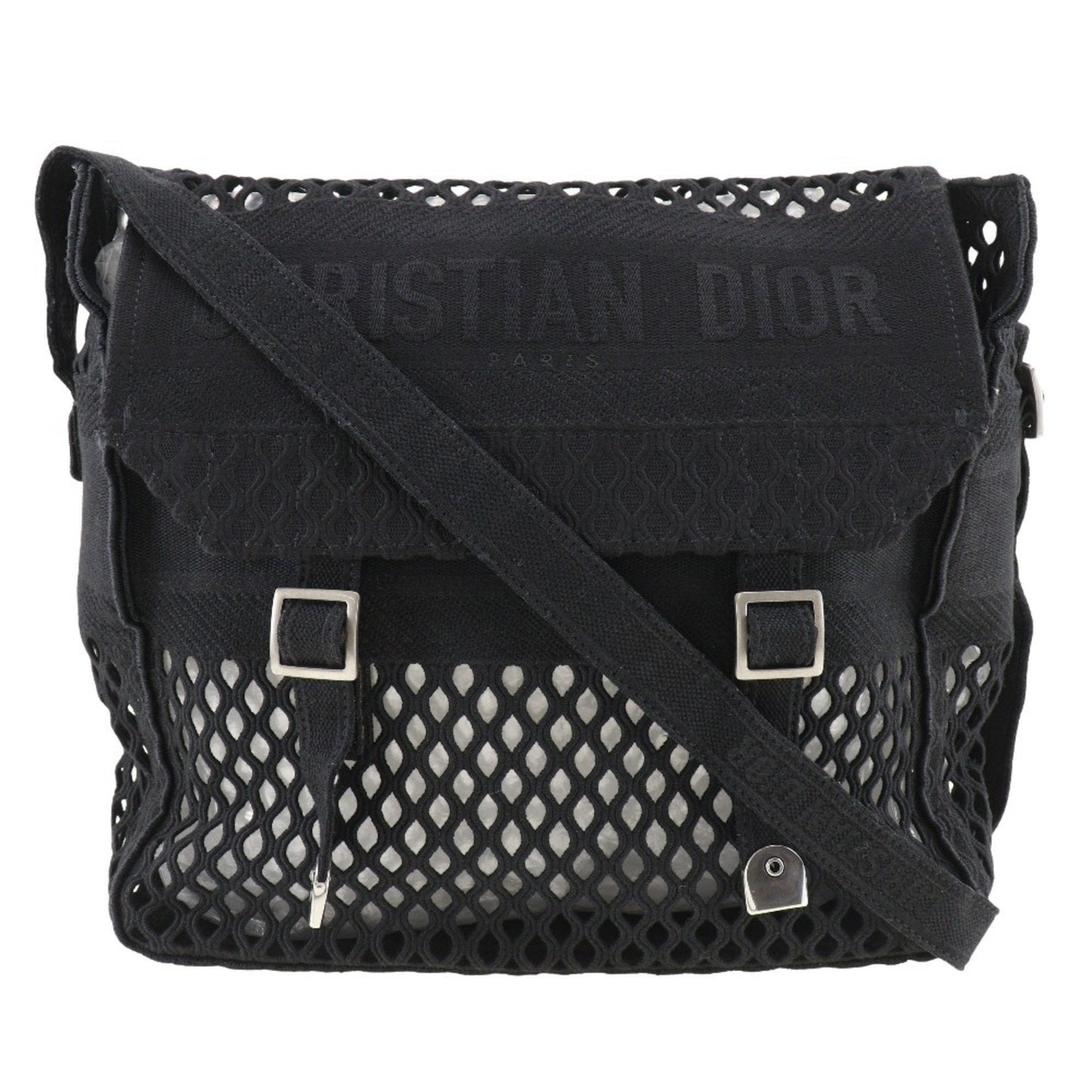Christian Dior Black Mesh Messenger Bag Shoulder Bag  
