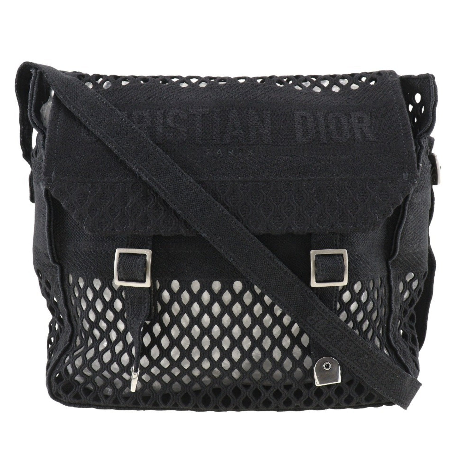 Christian Dior Black Mesh Messenger Bag Shoulder Bag  