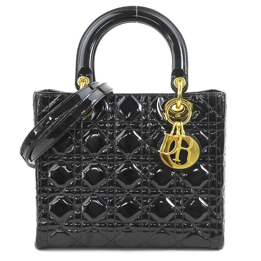 Christian Dior Black Patent Leather Handbag Shoulder Bag  