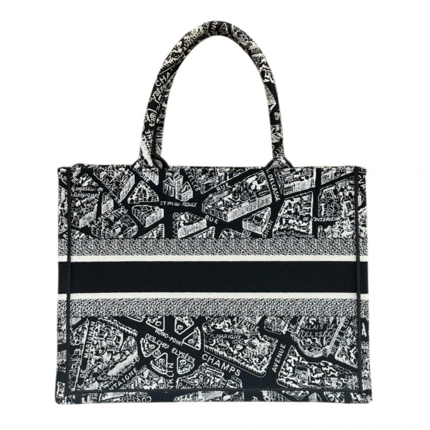 Christian Dior Black White Canvas Tote Bag  