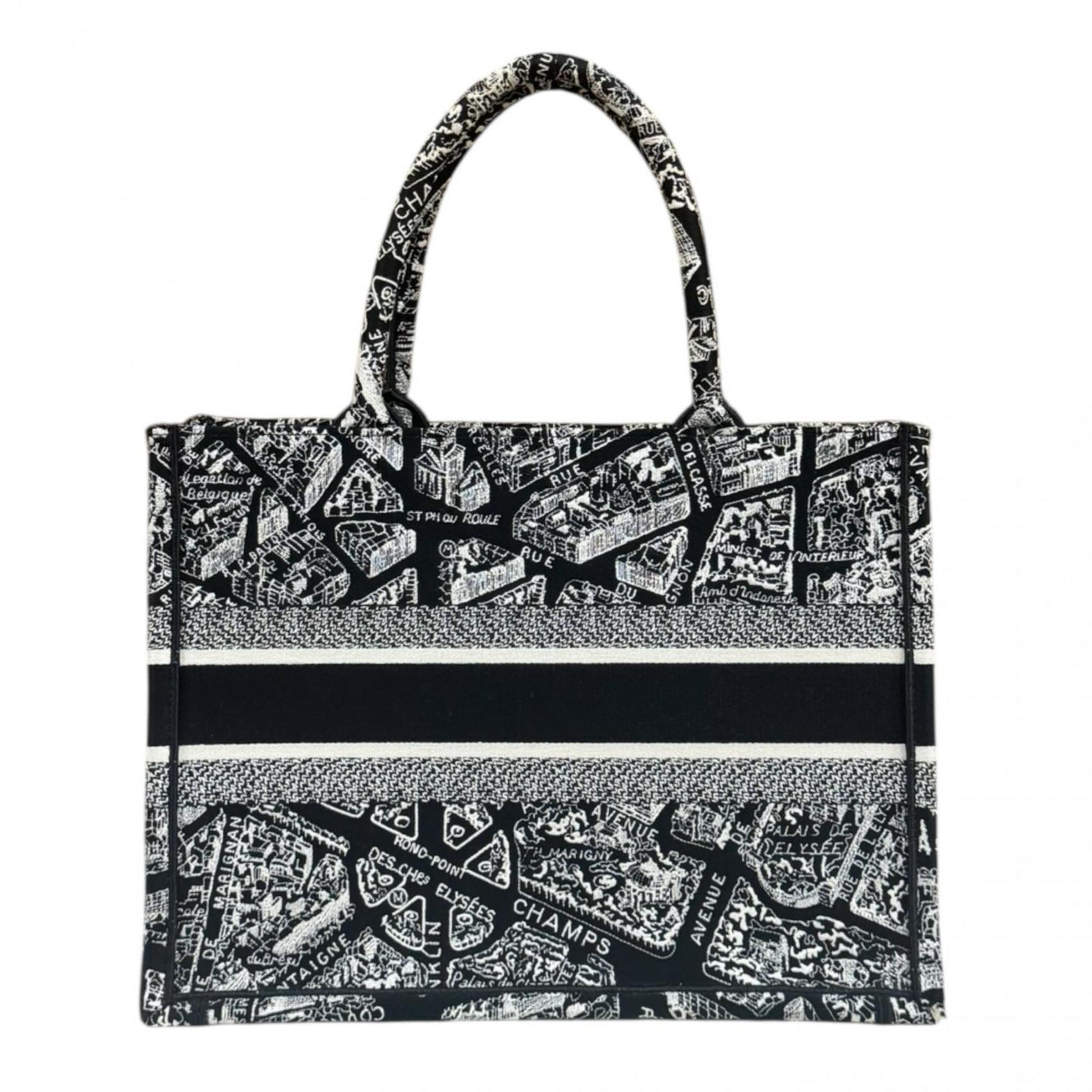 Christian Dior Black White Canvas Tote Bag  