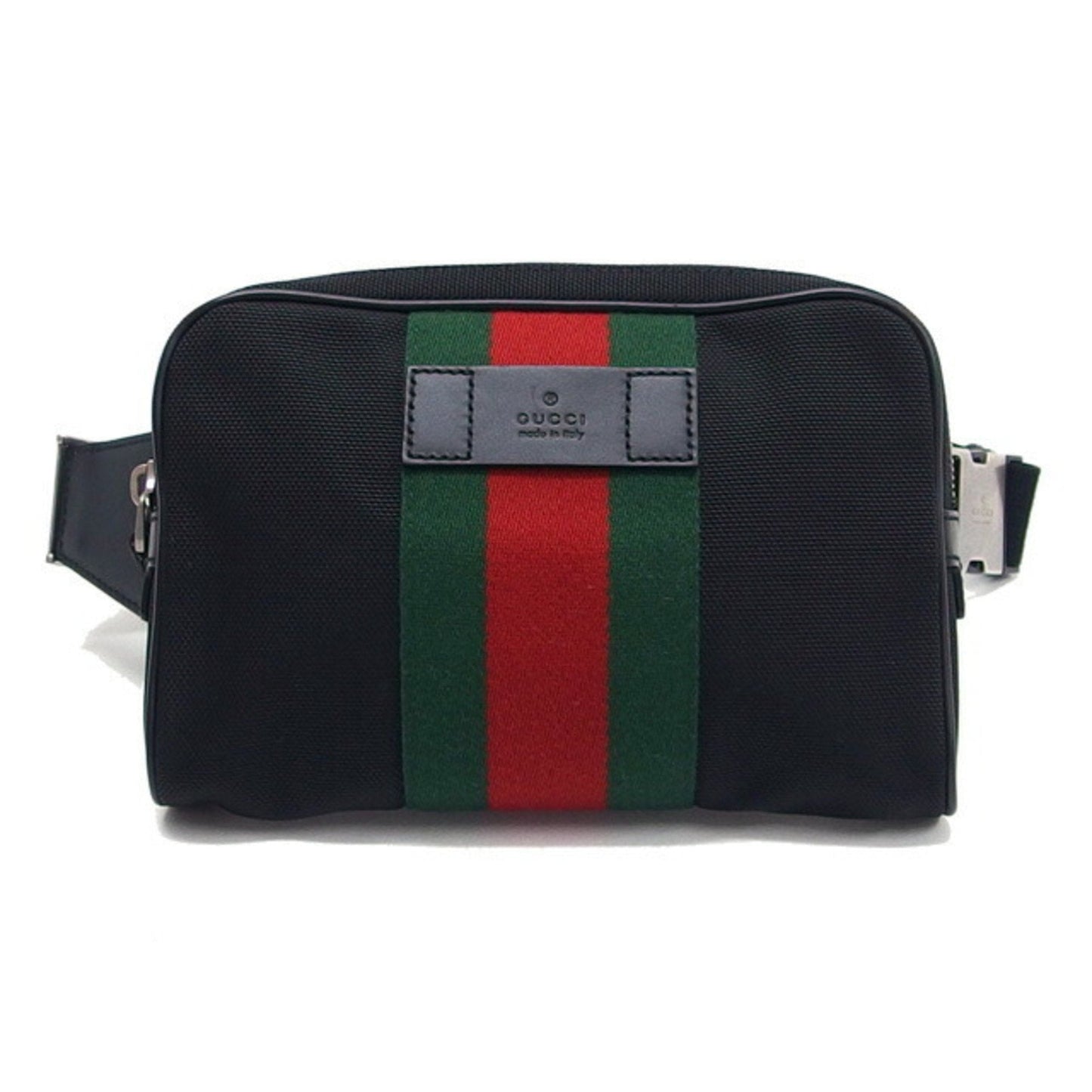 Gucci Sherry Line Black Leather Canvas Handbag