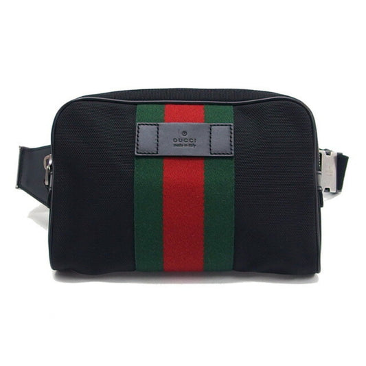 Gucci Sherry Line Black Leather Canvas Handbag