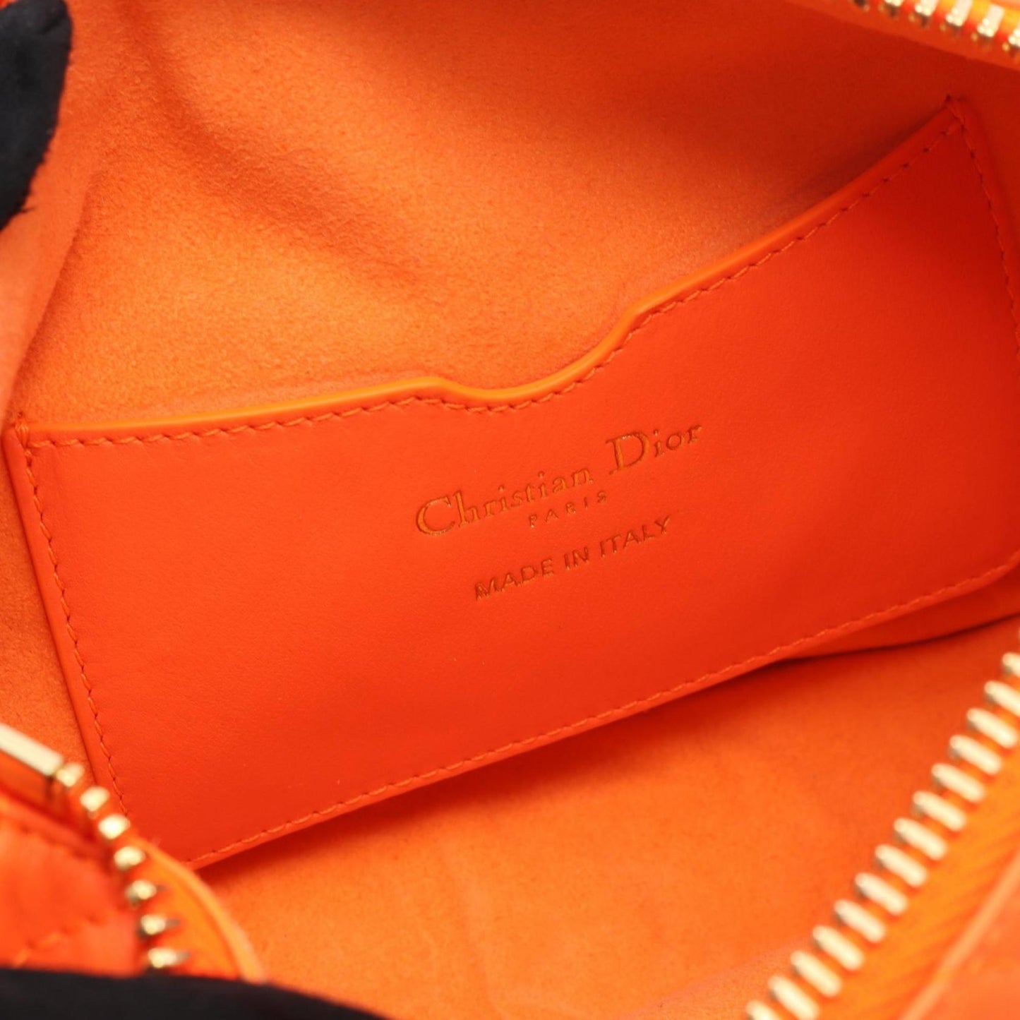 Christian Dior Orange White Leather Shoulder Bag  