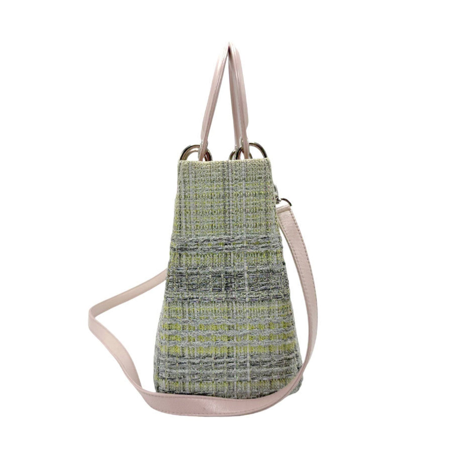 Christian Dior Silver Tweed Leather Handbag Shoulder Bag  