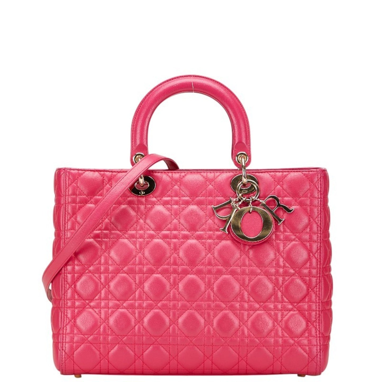 Christian Dior Lady Dior Pink Leather Handbag Shoulder Bag  