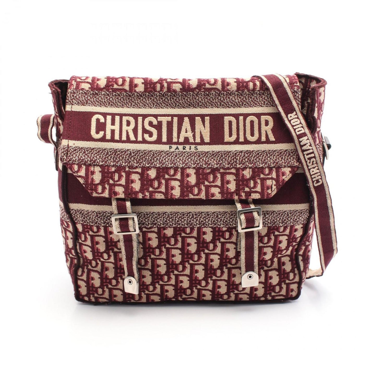 Christian Dior Beige Bordeaux Canvas Shoulder Bag  