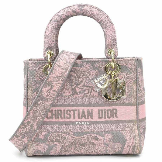 Christian Dior Gray Pink Canvas Handbag Shoulder Bag  