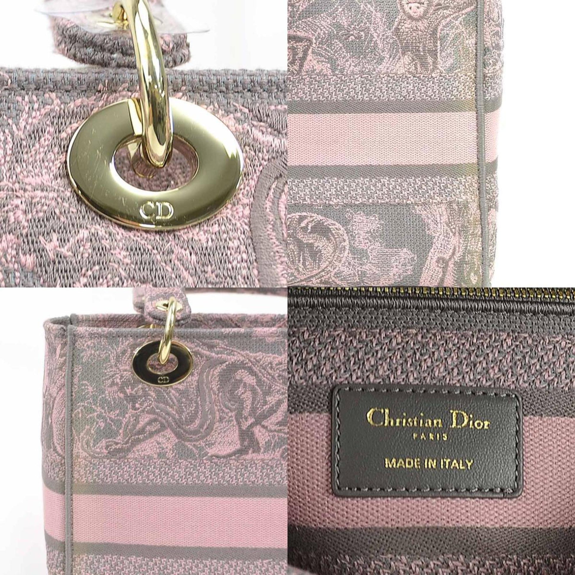 Christian Dior Gray Pink Canvas Handbag Shoulder Bag  