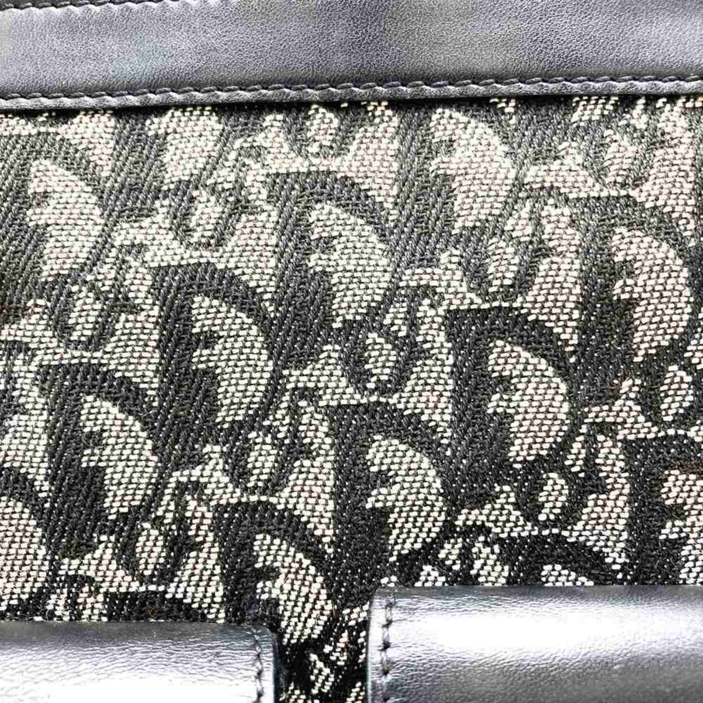 Christian Dior Black Canvas Leather Handbag Tote Bag  