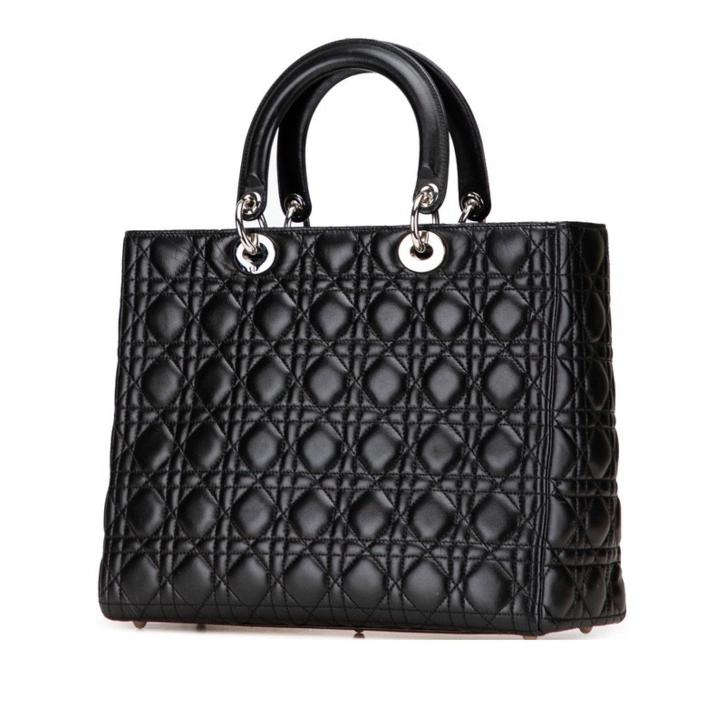 Christian Dior Lady Dior Black Leather Handbag Shoulder Bag  