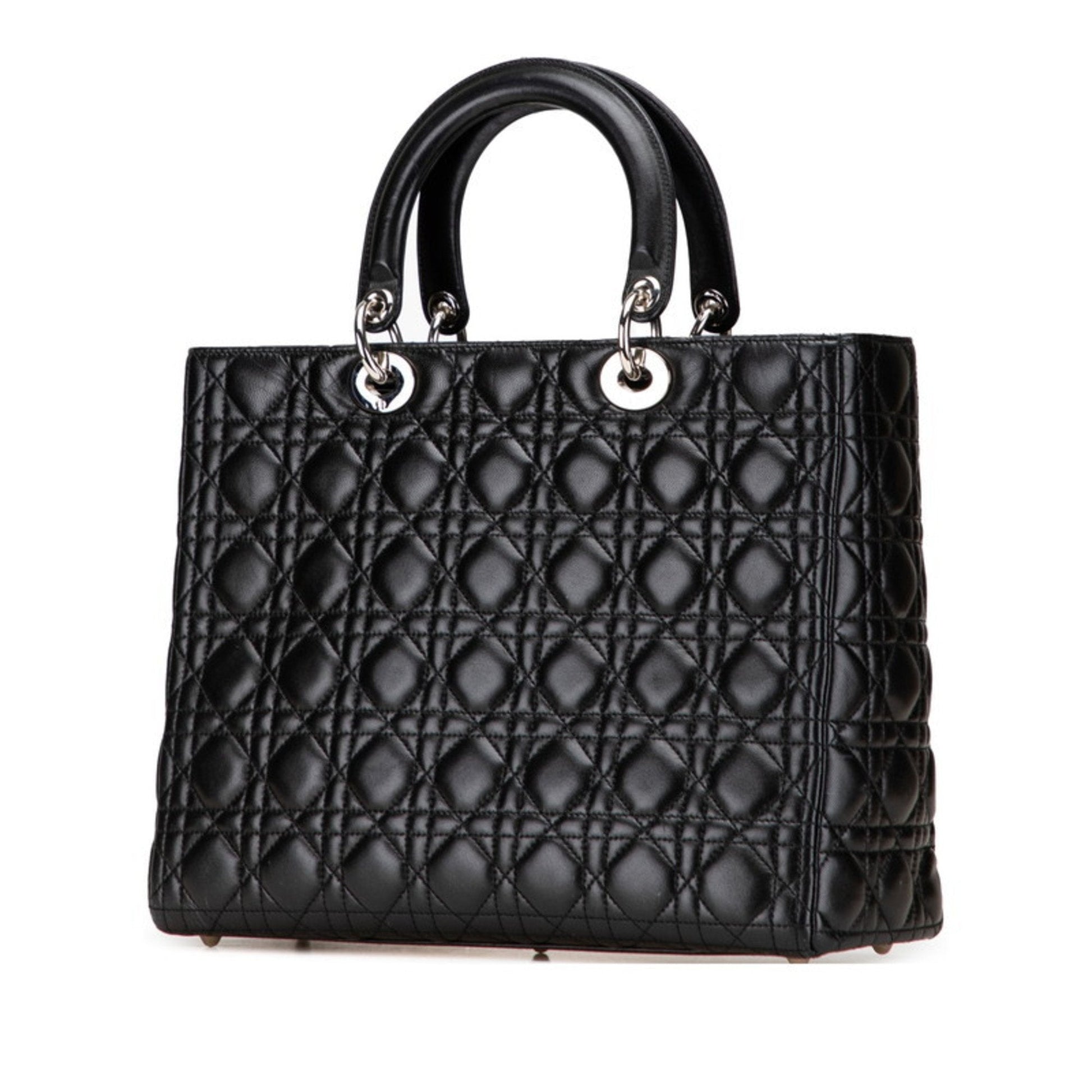 Christian Dior Lady Dior Black Leather Handbag Shoulder Bag  