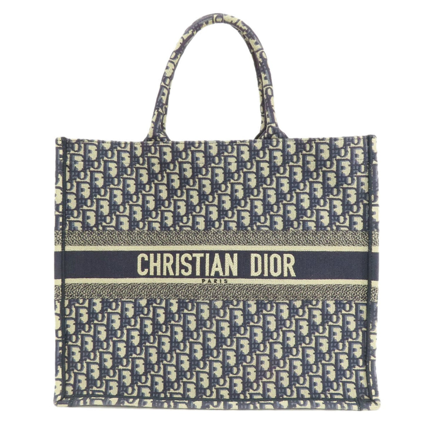 Christian Dior Navy Canvas Tote Bag  