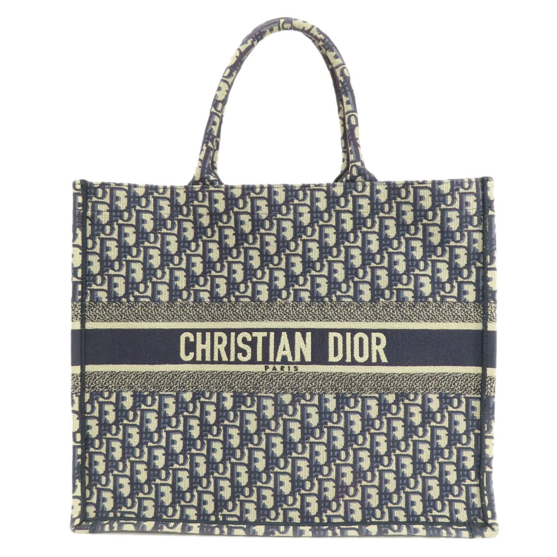 Christian Dior Navy Canvas Tote Bag  