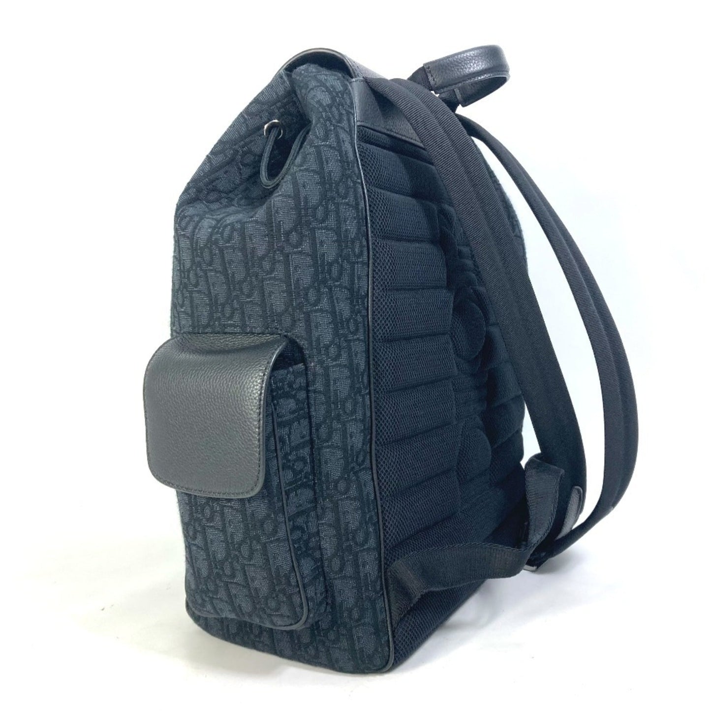 Christian Dior Black Navy Canvas Leather Backpack  