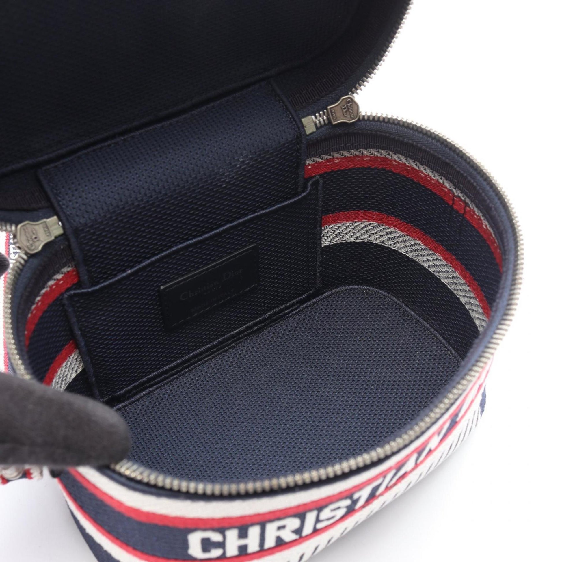 Christian Dior Navy Red Color White Canvas Handbag Weekend Bag  