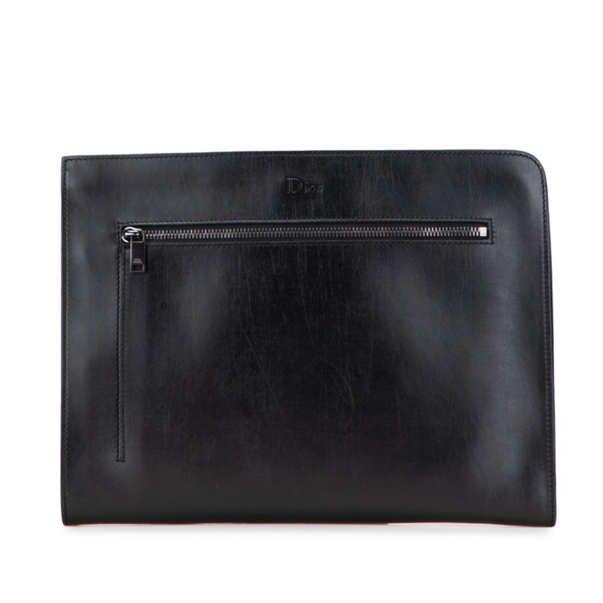 Christian Dior Black Leather Clutch Bag  