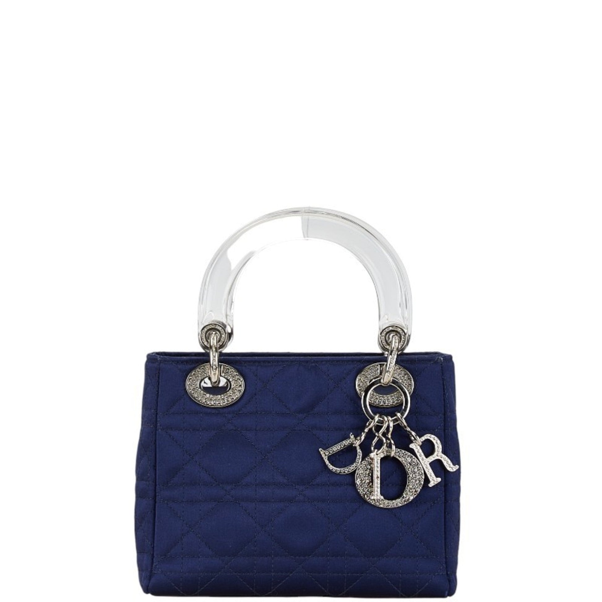 Christian Dior Navy Satin Plastic Handbag  
