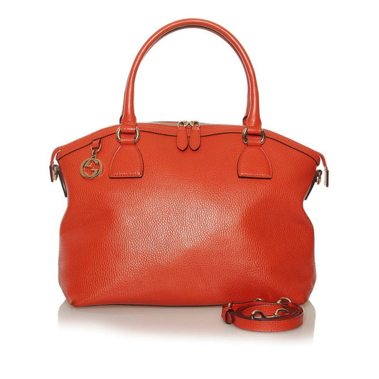 Gucci Interlocking G Orange Leather Shoulder Bag