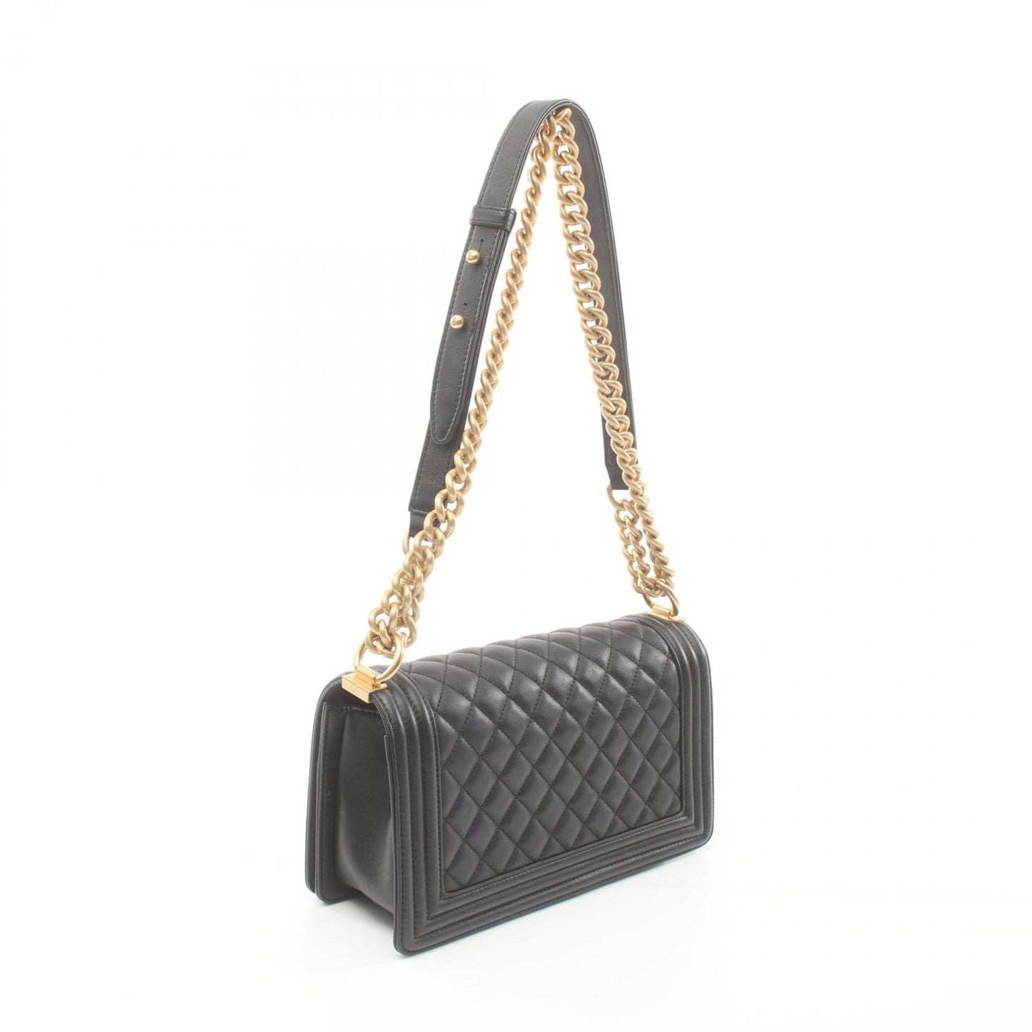 CHANEL Boy Chanel Matelasse Shoulder Bag Lambskin Women s Black A67086